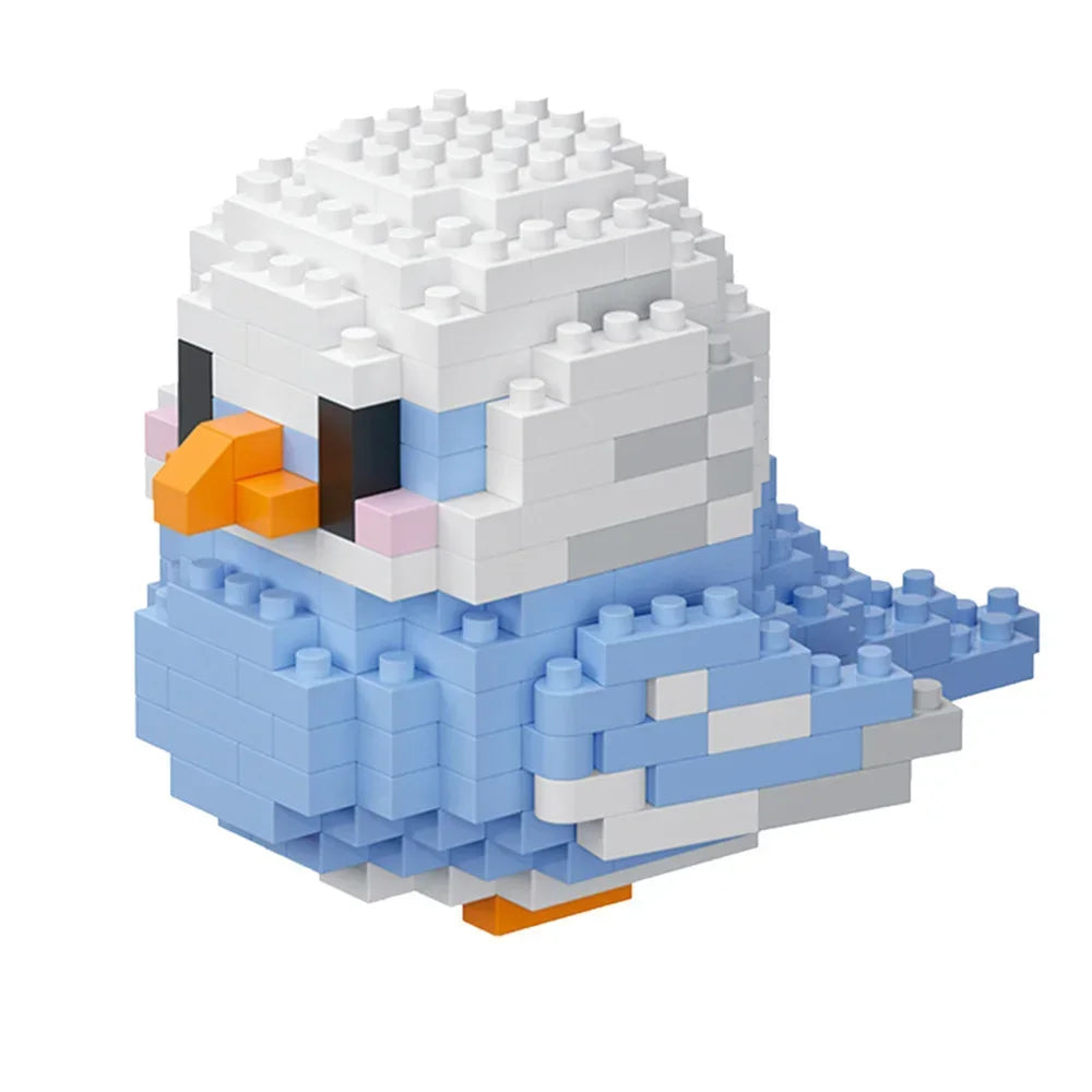 Mini White & Blue Parrot (Moveable Wings!) - BrickPaws Brick Set