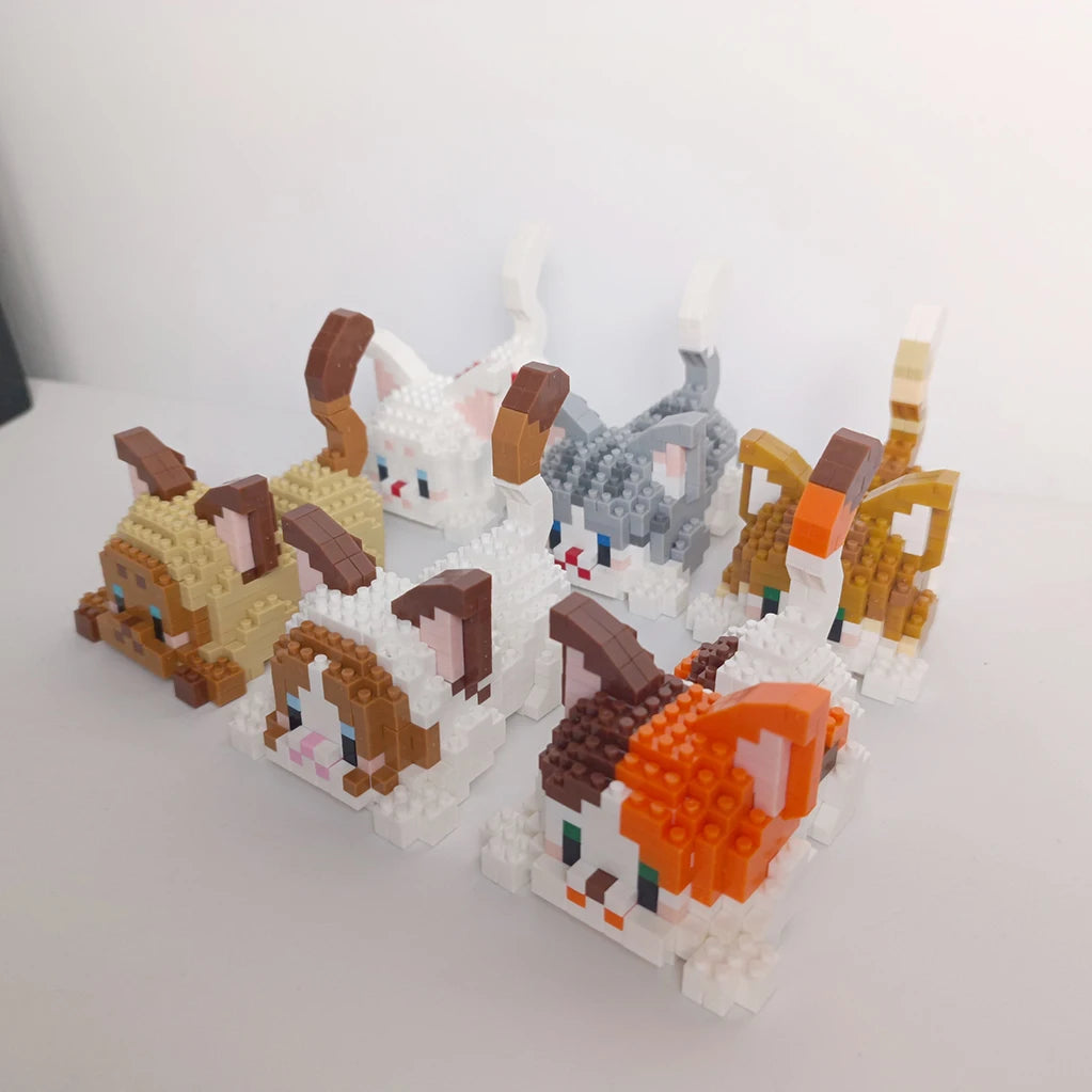 Knew Built Orange Cat Micro Mini Building Blocks Toys Set: Build One of Two Adorable Styles Multiple Colors for Endless Fun Gift One Lovely Cat Block