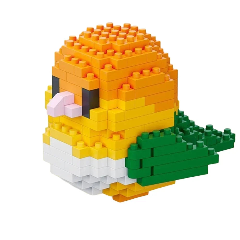 Mini Orange, Yellow, White, & Green Parrot (Moveable Wings!) - BrickPaws Brick Set