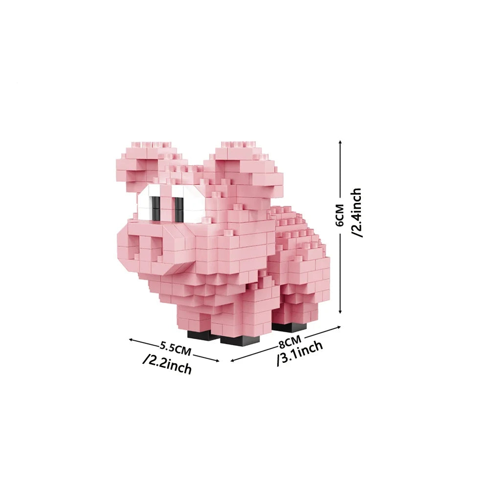 Little Yellow Duck Puzzle Assembly Building Blocks Toys Animal Series 3D Model Micro Mini Diamond Bricks Pig Panda Hamster Snail Pig Blocks