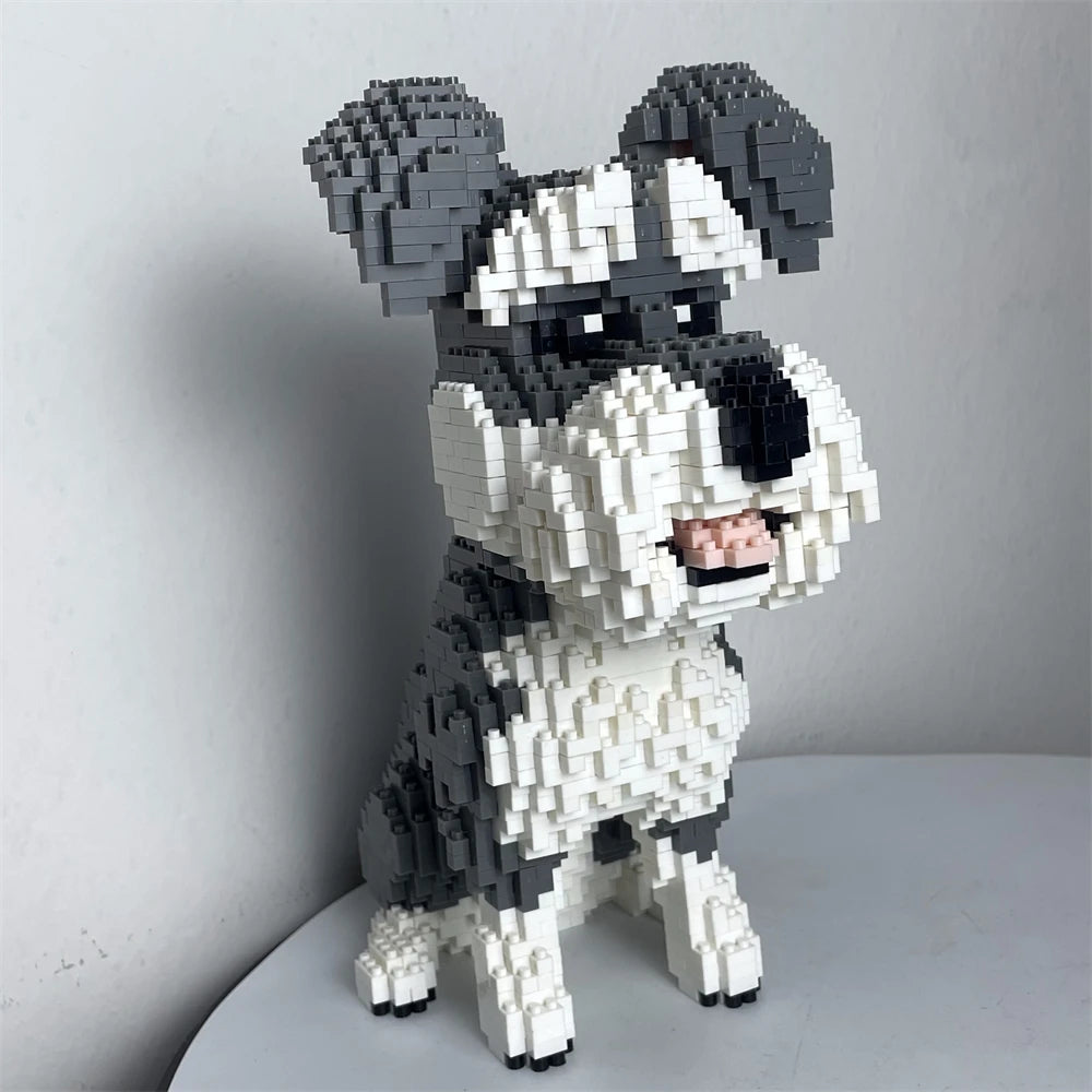Knew Built Schnauzer Dog Model Micro Mini Building Blocks Toy Perfect Toy for Pet Enthusiasts Lovely Display Piece Dachshund Pet Schnauzer dog