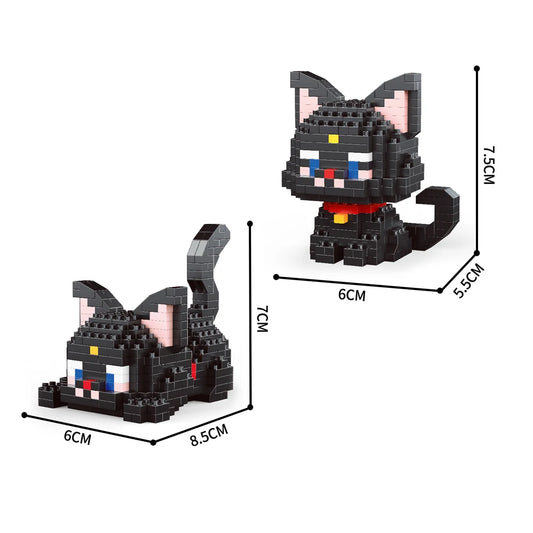 Twin Tiny Full Black Cats - BrickPaws Brick Set