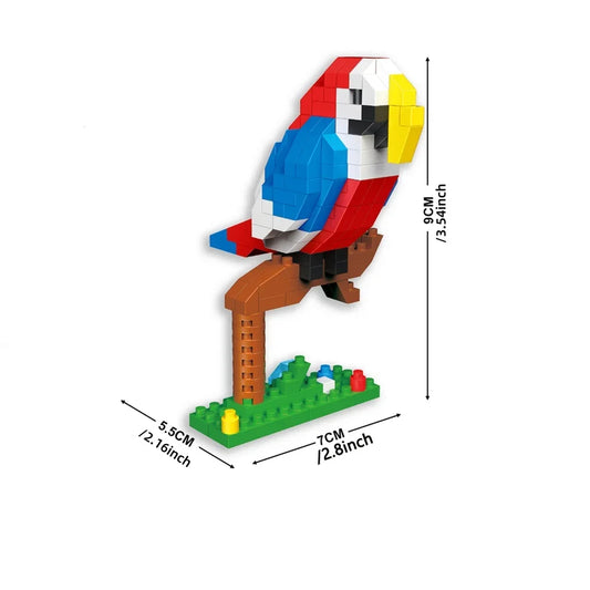 Mini Parrot Sitting On Branch - BrickPaws Brick Set