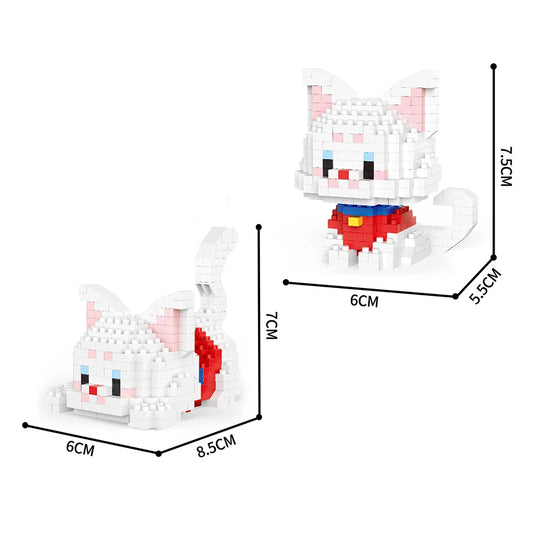 Twin Tiny White Cats - BrickPaws Brick Set