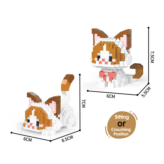 Knew Built Orange Cat Micro Mini Building Blocks Toys Set: Build One of Two Adorable Styles Multiple Colors for Endless Fun Gift One Lovely Cat Block