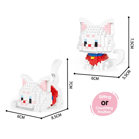 Knew Built Orange Cat Micro Mini Building Blocks Toys Set: Build One of Two Adorable Styles Multiple Colors for Endless Fun Gift One White Cat Block