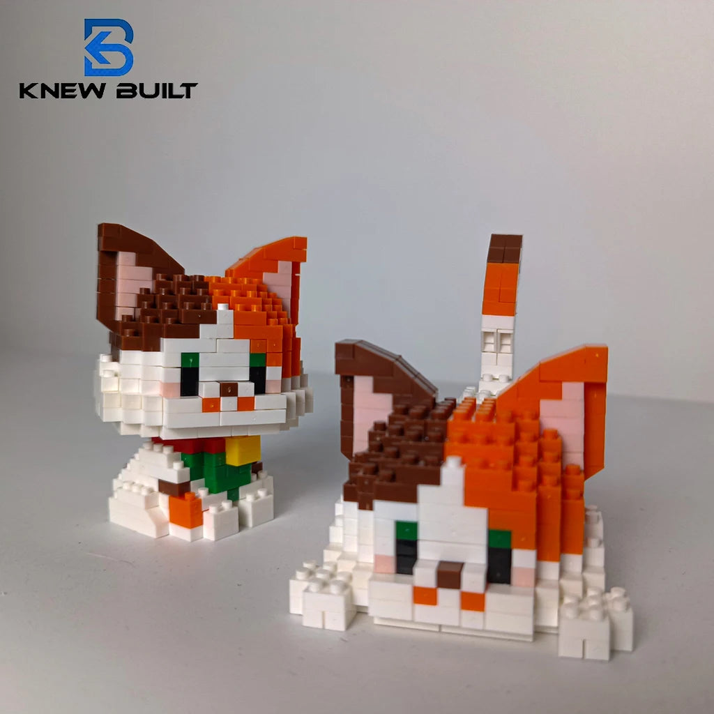 Knew Built Orange Cat Micro Mini Building Blocks Toys Set: Build One of Two Adorable Styles Multiple Colors for Endless Fun Gift One Lovely Cat Block