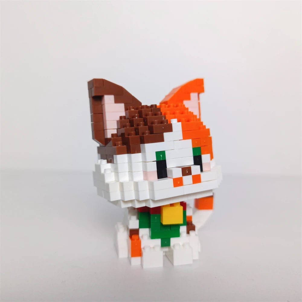 Knew Built Orange Cat Micro Mini Building Blocks Toys Set: Build One of Two Adorable Styles Multiple Colors for Endless Fun Gift One Lovely Cat Block