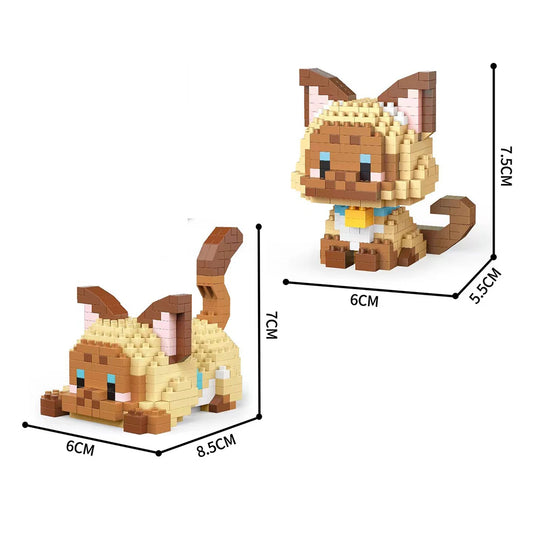 Twin Tiny Brownish Cats - BrickPaws Brick Set