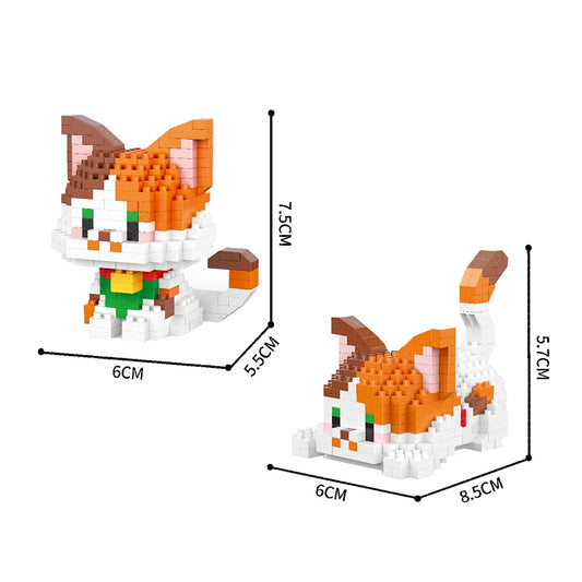 Twin Tiny Orange & White Cats - BrickPaws Brick Set