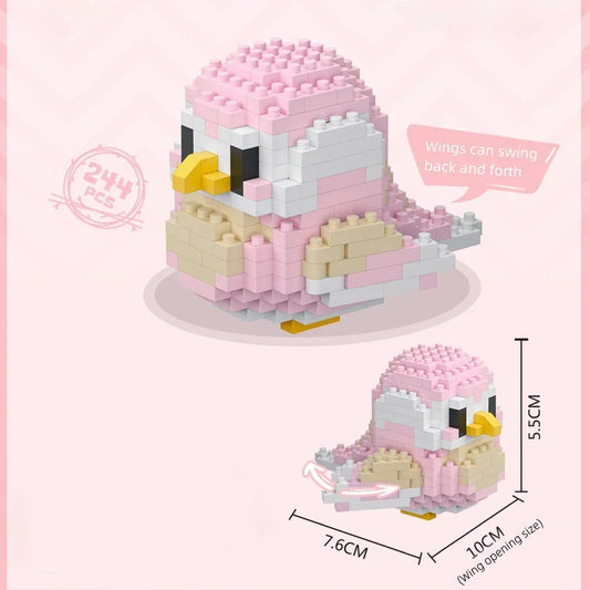 Mini White & Pink Parrot (Moveable Wings!) - BrickPaws Brick Set