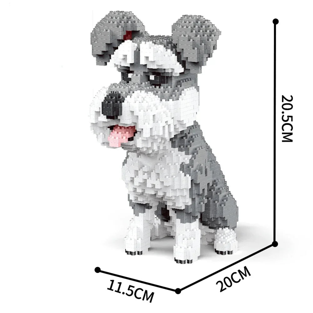 KNEW BUILT Dalmatian Pet Model Micro Mini Building Block Toy-Ideal Festival Gift,Decorative Item,Educational Toy & Easy Assembly Schnauzer block