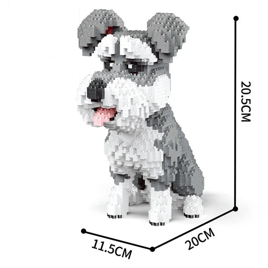 KNEW BUILT Dalmatian Pet Model Micro Mini Building Block Toy-Ideal Festival Gift,Decorative Item,Educational Toy & Easy Assembly Schnauzer block