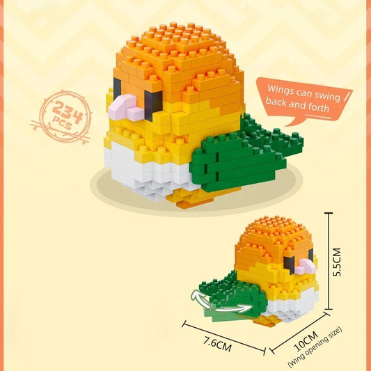 Mini Orange, Yellow, White, & Green Parrot (Moveable Wings!) - BrickPaws Brick Set
