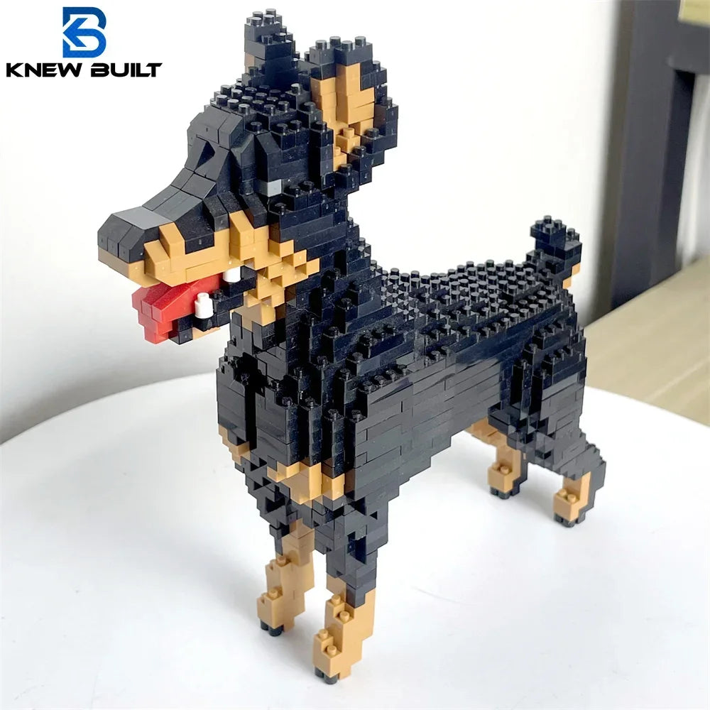 Knew Built Dog Micro Mini Building Blocks Toys: Adorable Doberman Pinscher, Ideal Pet Lover Gift, Celebrate Canine Companionship Bullhead Terrier
