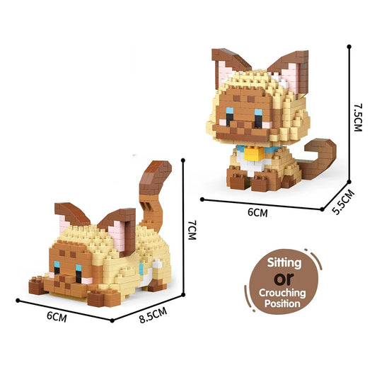 Knew Built Orange Cat Micro Mini Building Blocks Toys Set: Build One of Two Adorable Styles Multiple Colors for Endless Fun Gift One Galo Cat Block