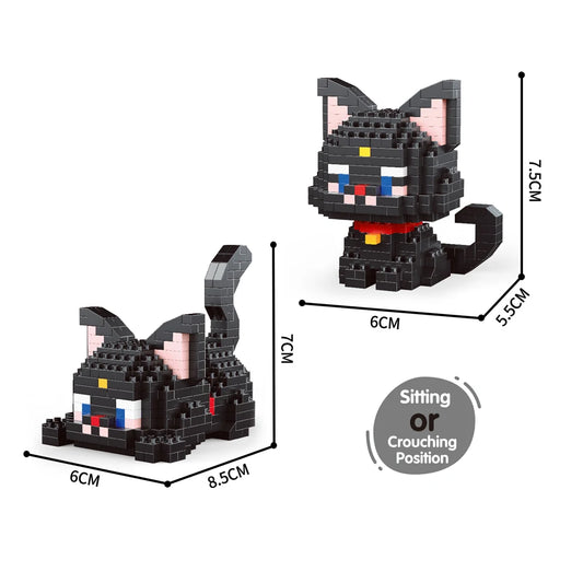 Knew Built Orange Cat Micro Mini Building Blocks Toys Set: Build One of Two Adorable Styles Multiple Colors for Endless Fun Gift One Black Cat Block