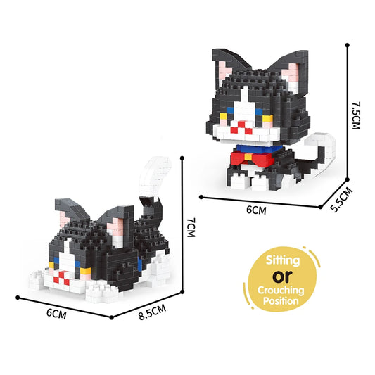 Knew Built Orange Cat Micro Mini Building Blocks Toys Set: Build One of Two Adorable Styles Multiple Colors for Endless Fun Gift One Tie Cat Block