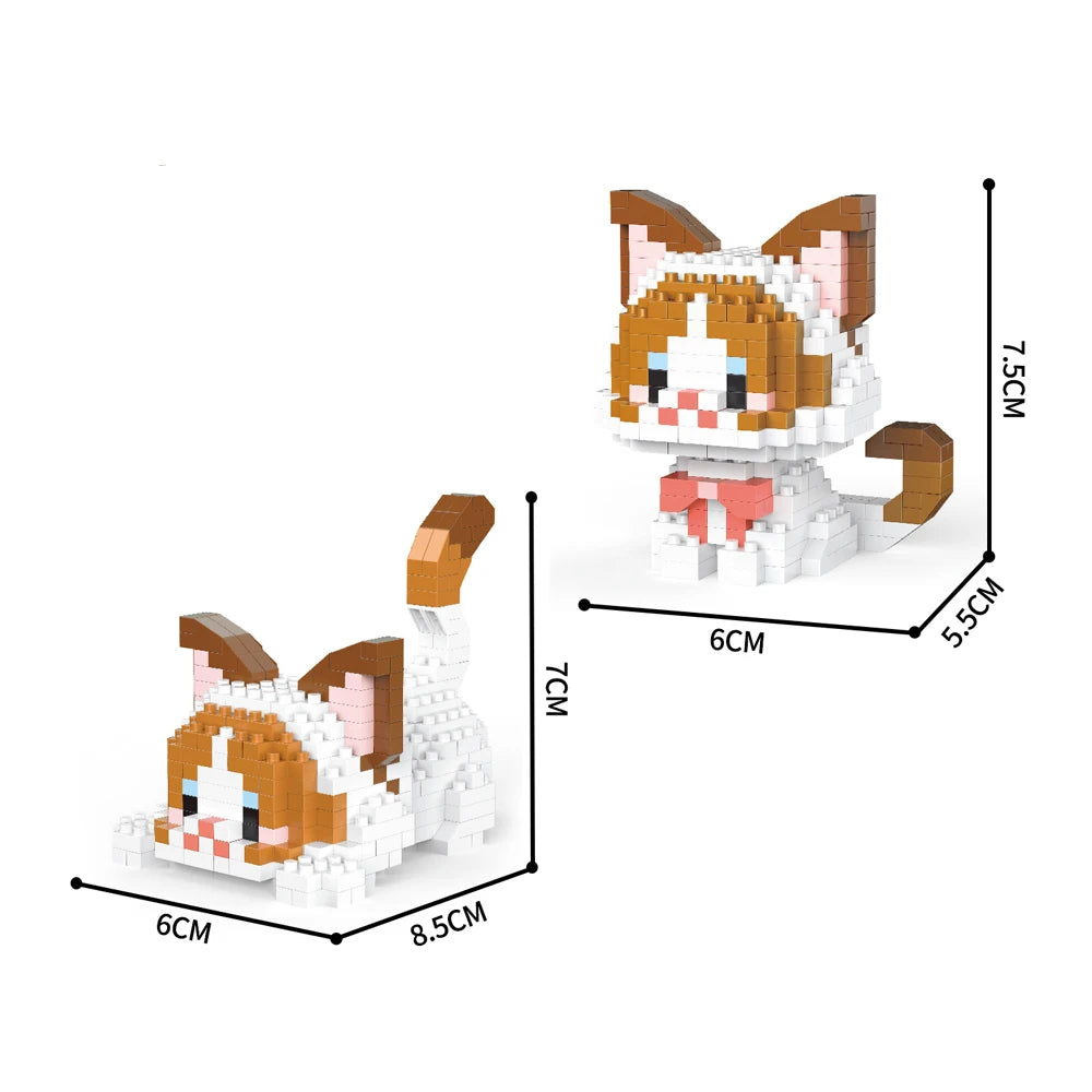 Twin Tiny Orange, White & Brown Cats with Bowties - BrickPaws Brick Set