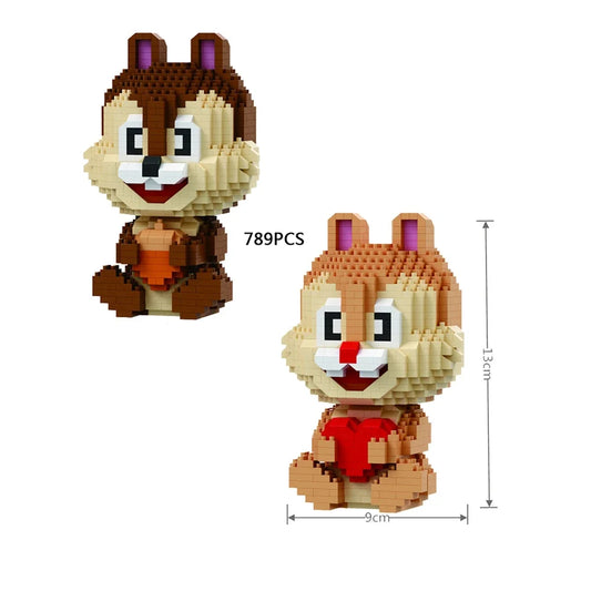 KNEW BUILT Black Cat Model Mini Building Blocks Children Learning Toys for Kid Boy Girl Squirrel Shiba Inu Corgi Pet Style Brick 2pcs Squirrel in bag