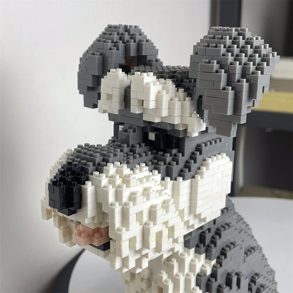 Knew Built Schnauzer Dog Model Micro Mini Building Blocks Toy Perfect Toy for Pet Enthusiasts Lovely Display Piece Dachshund Pet Schnauzer dog