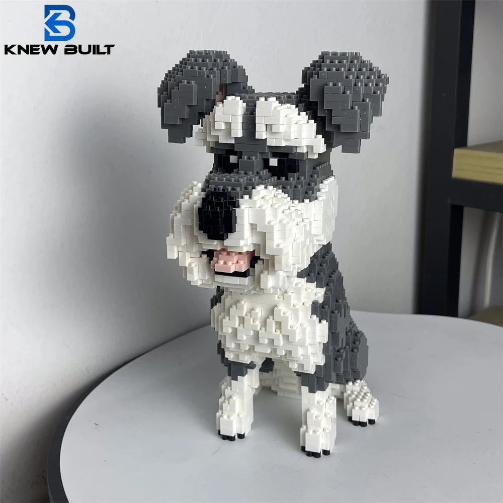 Knew Built Schnauzer Dog Model Micro Mini Building Blocks Toy Perfect Toy for Pet Enthusiasts Lovely Display Piece Dachshund Pet Schnauzer dog