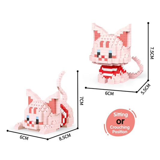 Knew Built Orange Cat Micro Mini Building Blocks Toys Set: Build One of Two Adorable Styles Multiple Colors for Endless Fun Gift One Pink Cat Block