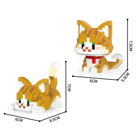 Twin Tiny Light Brown-Orangish Cats - BrickPaws Brick Set