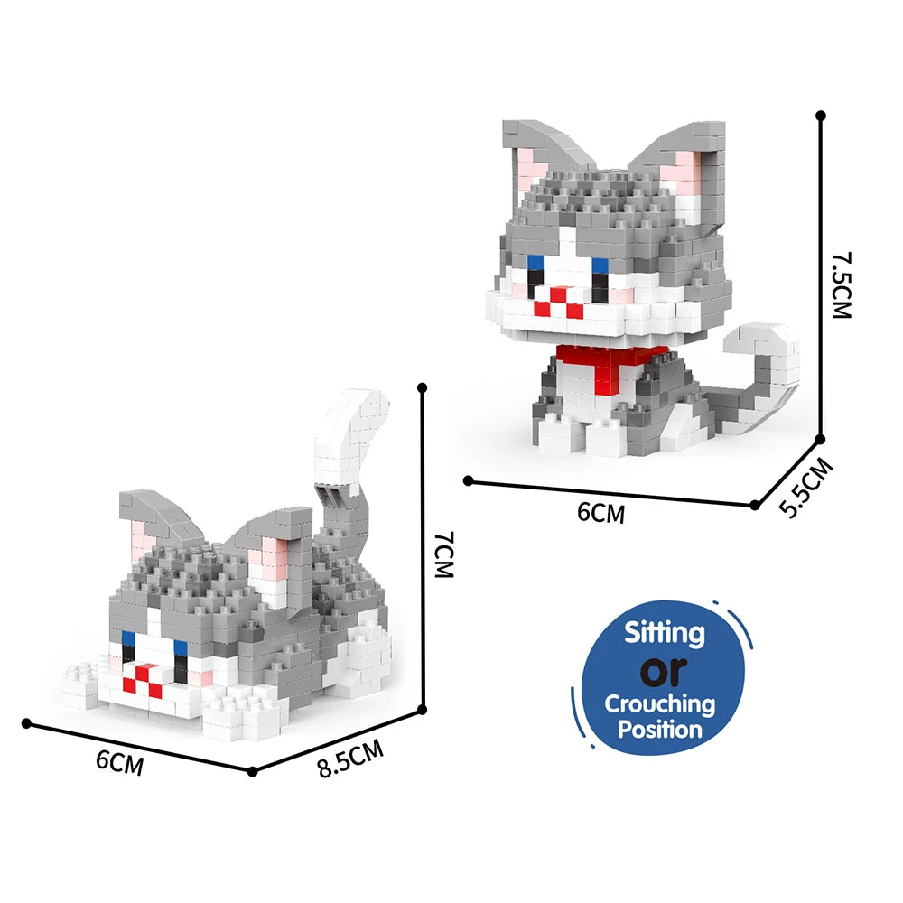 Knew Built Orange Cat Micro Mini Building Blocks Toys Set: Build One of Two Adorable Styles Multiple Colors for Endless Fun Gift One Grey Cat Block
