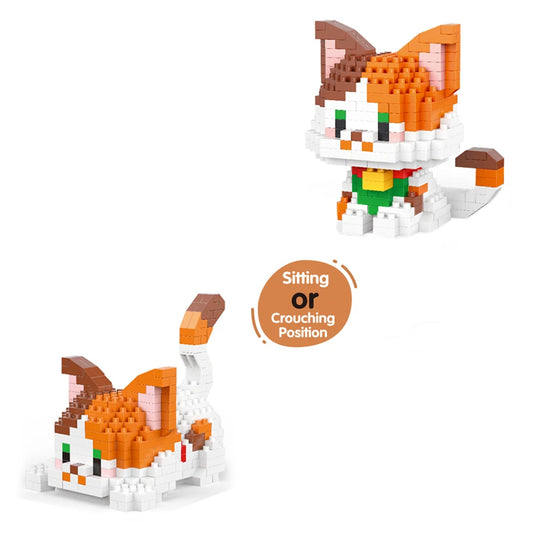 Knew Built Orange Cat Micro Mini Building Blocks Toys Set: Build One of Two Adorable Styles Multiple Colors for Endless Fun Gift One Orange Cat Block
